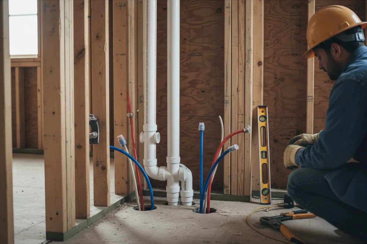 Drain and supply rough-in during Leak Detection in Glenwood